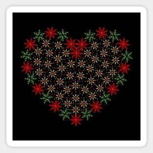 Red and green snowflakes fancy heart Magnet